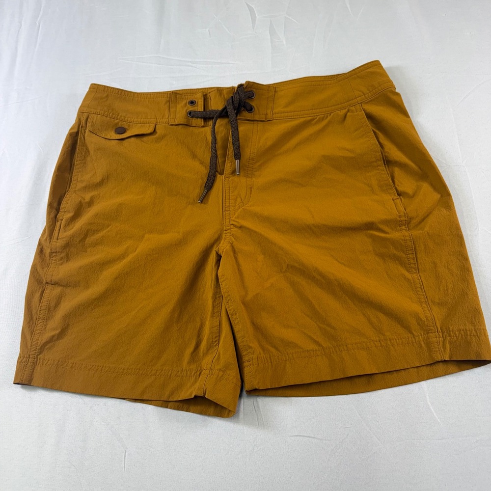 Filson Mens River Board Shorts Dark Burlap Brown Nylon Stretch Size 33 FCP018738